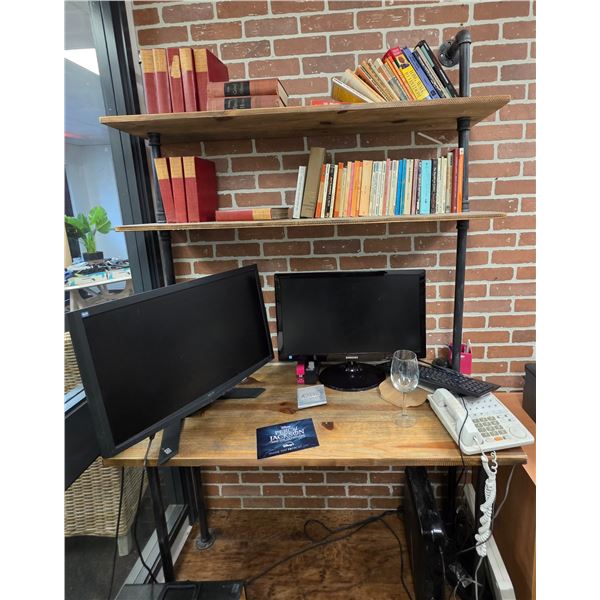 3 Tier Desk Wood Top w/Shelving Units