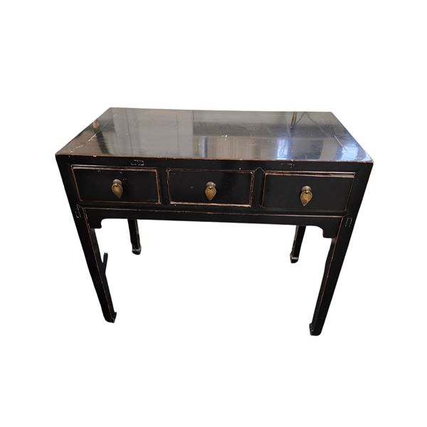 3 Tier Vintage Black Wood Console Table