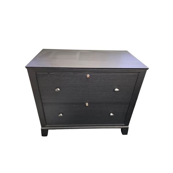 Modern Dark Wood 2-Drawer Dresser (Contents Not Included)