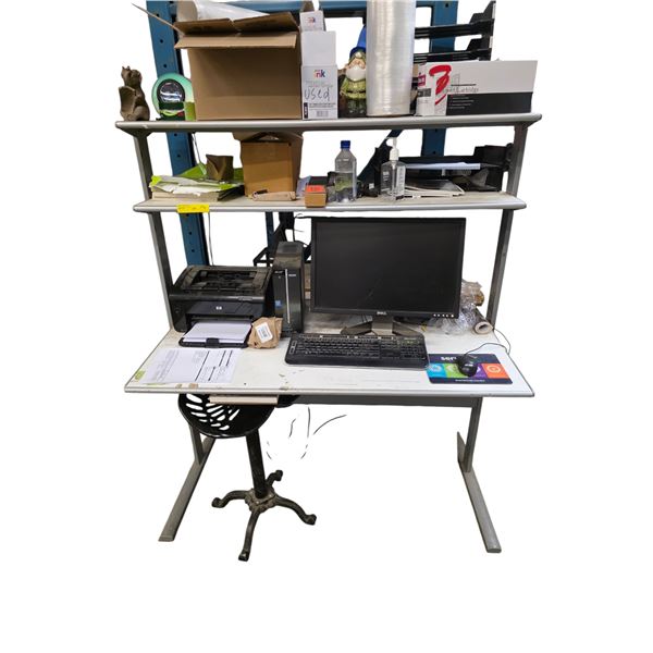 Group of Work Desk, Dell Monitor, HP Printer, Etc. (Acer Not Included)
