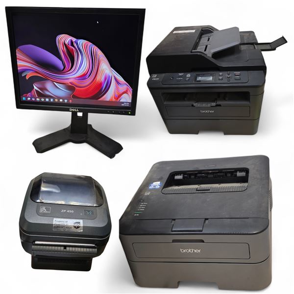 Group of 4 Printers & Monitor