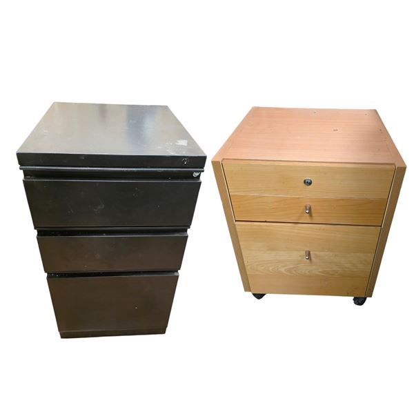 Group of 2 - Wood Cabinet & Filing Cabinet (Contents Not Included)