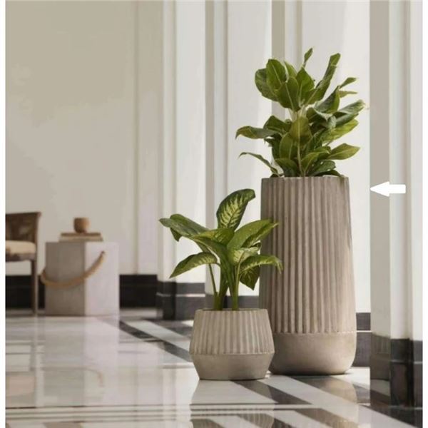 BNIB Large Concrete Fluted Pot, Last Chance