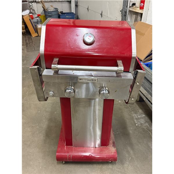 Red Kitchen Aid Grill with Propane tank