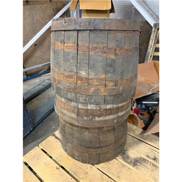 Group of 3 wooden barrels
