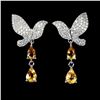 Image 1 : BEAUTIFUL BUTTERFLY CITRINE EARRINGS IN 14K WHITE PLATED GOLD OVER 925 STERLING SILVER - APPRAISED R