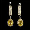 Image 1 : YELLOW SAPPHIRE EARRINGS IN 14K WHITE PLATED GOLD OVER 925 STERLING SILVER - APPRAISED REPLACEMENT V