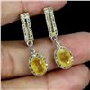 Image 2 : YELLOW SAPPHIRE EARRINGS IN 14K WHITE PLATED GOLD OVER 925 STERLING SILVER - APPRAISED REPLACEMENT V