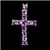 Image 2 : EXCEPTIONAL AMETHYST CROSS PENDANT IN 14K WHITE PLATED GOLD OVER 925 STERLING SILVER - APPRAISED REP