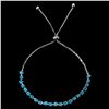 Image 2 : RARE ROUND CUT APATITE BRACELET IN 14K WHITE PLATED GOLD OVER 925 STERLING SILVER - 10 INCHES LONG -