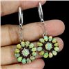 Image 2 : FIRE OPAL EARRINGS IN 14K WHITE PLATED GOLD OVER 925 STERLING SILVER - APPRAISED REPLACEMENT VALUE $