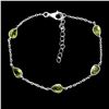 Image 1 : BEAUTIFUL PERIDOT BRACELET IN 14K WHITE PLATED GOLD OVER 925 STERLING SILVER - 7 INCHES LONG - APPRA