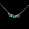 Image 1 : EMERALD NECKLACE IN 14K WHITE PLATED GOLD OVER 925 STERLING SILVER - 17.5 INCHES LONG - APPRAISED RE