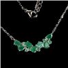Image 2 : EMERALD NECKLACE IN 14K WHITE PLATED GOLD OVER 925 STERLING SILVER - 17.5 INCHES LONG - APPRAISED RE