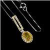 Image 2 : YELLOW SAPPHIRE AND CITRINE NECKLACE IN 14K WHITE PLATED GOLD OVER 925 STERLING SILVER - 18 INCHES L