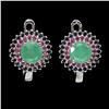 Image 1 : EMERALD, RUBY AND BLUE SAPPHIRE EARRINGS IN 14K WHITE PLATED GOLD OVER 925 STERLING SILVER - APPRAIS