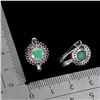Image 3 : EMERALD, RUBY AND BLUE SAPPHIRE EARRINGS IN 14K WHITE PLATED GOLD OVER 925 STERLING SILVER - APPRAIS