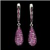 Image 1 : MYANMAR (BURMA) RUBY EARRINGS IN 14K WHITE PLATED GOLD OVER 925 STERLING SILVER - APPRAISED REPLACEM