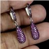 Image 2 : MYANMAR (BURMA) RUBY EARRINGS IN 14K WHITE PLATED GOLD OVER 925 STERLING SILVER - APPRAISED REPLACEM