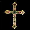 Image 2 : VARIOUS COLORS TOURMALINE CROSS PENDANT IN 14K YELLOW PLATED GOLD OVER 925 STERLING SILVER - APPRAIS