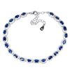 Image 1 : OVAL CUT BLUE SAPPHIRE IN 14K WHITE PLATED GOLD OVER 925 STERLING SILVER - 8 INCHES LONG - APPRAISED