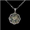 Image 1 : ROUND DIAMOND CUT SAPPHIRE AND TOPAZ NECKLACE IN 14K WHITE PLATED GOLD OVER 925 STERLING SILVER - 18