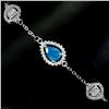 Image 1 : PEAR CUT BLUE OPEL BRACELET IN 14K WHITE PLATED GOLD OVER 925 STERLING SILVER - 7.5 INCHES - APPRAIS