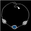 Image 2 : PEAR CUT BLUE OPEL BRACELET IN 14K WHITE PLATED GOLD OVER 925 STERLING SILVER - 7.5 INCHES - APPRAIS