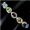 Image 2 : MULTIPLE GEMSONES BRACELET - AMETHYST, SKY BLUE TOPAZ, CITRINE, PERIDOT, MOZAMBIQUE GARNET - IN 14K 