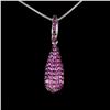 Image 1 : MYANMAR (BURMA) RUBY NECKLACE IN 14K WHITE PLATED GOLD OVER 925 STERLING SILVER - 18 INCHES LONG - A