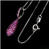 Image 2 : MYANMAR (BURMA) RUBY NECKLACE IN 14K WHITE PLATED GOLD OVER 925 STERLING SILVER - 18 INCHES LONG - A