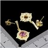 Image 3 : PINK TOPAZ EARRINGS IN 14K YELLOW PLATED GOLD OVER 925 STERLING SILVER - APPRAISED REPLACEMENT VALUE