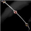 Image 2 : PEAR CUT RED TOURMALINE BRACELET IN 14K WHITE PLATED GOLD OVER 925 STERLING SILVER - APPRAISED REPLA