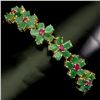 Image 1 : EXCEPTIONAL LOOKING EMERALD BRACELET IN 14K YELLOW PLATED GOLD OVER 925 STERLING SILVER - 7 INCHES L