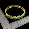 Image 3 : EXCEPTIONAL LOOKING EMERALD BRACELET IN 14K YELLOW PLATED GOLD OVER 925 STERLING SILVER - 7 INCHES L
