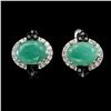Image 1 : EMERALD AND BLACK SPINEL EARRINGS IN 14K WHITE PLATED GOLD OVER 925 STERLING SILVER - APPRAISED REPL