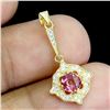 Image 2 : CUSHION CUT, HIGH CLARITY PINK TOPAZ PENDANT IN 14K YELLOW PLATED GOLD OVER 925 STERLING SILVER - AP