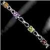 Image 2 : MULTIPLE GEMSTONES BRACELET - PERIDOT, CITRINE, TOPAZ, AMETHYST - IN 14K WHITE PLATED GOLD OVER 925 