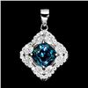 Image 1 : LONDON BLUE TOPAZ PENDANT IN 14K WHITE PLATED GOLD OVER 925 STERLING SILVER - APPRAISED REPLACEMENT 