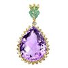 Image 2 : HIGH VALUE AMETHYST, EMERALD AND YELLOW SAPPHIRE PENDANT IN 14K YELLOW PLATED GOLD OVER 925 STERLING