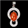 Image 1 : ORANGE FIRE OPAL PENDANT IN 14K WHITE PLATED GOLD OVER 925 STERLING SILVER - APPRAISED REPLACEMENT V