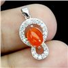 Image 2 : ORANGE FIRE OPAL PENDANT IN 14K WHITE PLATED GOLD OVER 925 STERLING SILVER - APPRAISED REPLACEMENT V
