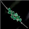 Image 1 : EMERALD BRACELET IN 14K WHITE PLATED GOLD OVER 925 STERLING SILVER - 7 INCHES LONG - APPRAISED REPLA