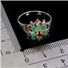 Image 3 : EMERALD, CITRINE AND RHODOLITE GARNET RING IN 14K WHITE PLATED GOLD OVER 925 STERLING SILVER - SIZE 