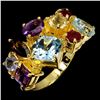 Image 2 : RUBY, TOPAZ, AMETHYST, CITRINE RING IN 14K YELLOW PLATED GOLD OVER 925 STERLING SILVER - SIZE 7 - AP