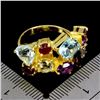 Image 3 : RUBY, TOPAZ, AMETHYST, CITRINE RING IN 14K YELLOW PLATED GOLD OVER 925 STERLING SILVER - SIZE 7 - AP