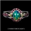 Image 1 : BLACK OPAL AND SAPPHIRE RING IN 14K WHITE PLATED GOLD OVER 925 STERLING SILVER - SIZE 9 - APPRAISED 