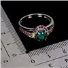 Image 3 : BLACK OPAL AND SAPPHIRE RING IN 14K WHITE PLATED GOLD OVER 925 STERLING SILVER - SIZE 9 - APPRAISED 