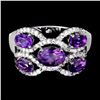 Image 1 : AMETHYST RING IN 14K WHITE PLATED GOLD OVER 925 STERLING SILVER - SIZE 8 - APPRAISED REPLACEMENT VAL