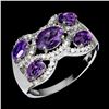 Image 2 : AMETHYST RING IN 14K WHITE PLATED GOLD OVER 925 STERLING SILVER - SIZE 8 - APPRAISED REPLACEMENT VAL